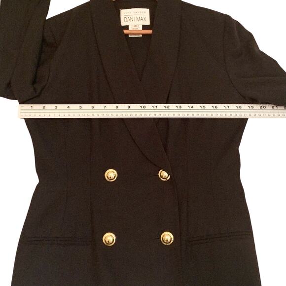 Lois Snyder/ Dani Max Womens Black Suit Jacket Size 10 Double Breasted Blazer - Picture 6 of 12
